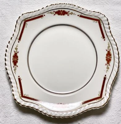 Prato de sobremesa Johnson Brothers Old English Guildford marrom 8,25", acabamento em ouro vermelho - Imagem 1 de 3