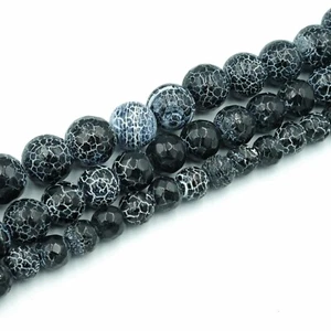 NELLYS Feuerachat Achat Perlen schwarz 8 - 12mm facettiert Strang