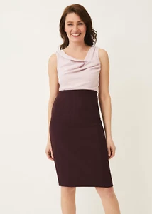 Phase Eight Tandi Contrast Bodice Pencil Dress Plum Purple UK 16 RRP £140 - Picture 1 of 6