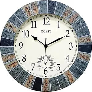 OCEST 13 Inch Large Outdoor Indoor Clock, Waterproof Wall Clock with Thermome... - Picture 1 of 7