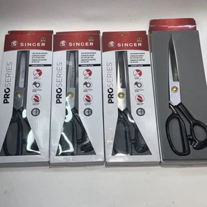 Lot Of 4 SINGER PRO SERIES - 12” INCH SCISSORS Chrome Plated Metal Rubber Coated - Picture 1 of 9