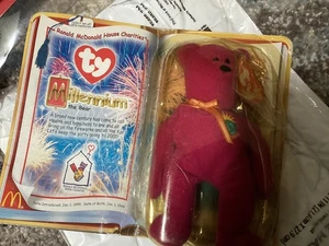 Millennium der Bär - McDonalds / Ty Teenie Beanie Baby (Magenta, 1999, Plüsch T - Bild 1 von 4