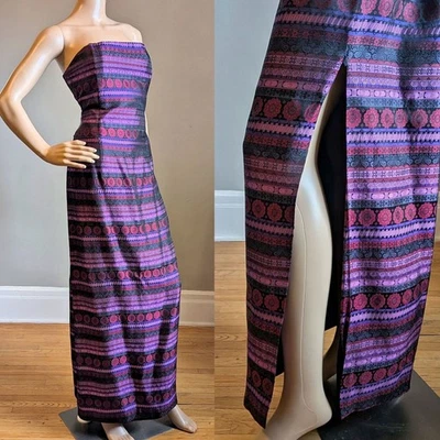 Maxi vestido de graduación vintage Y2K JM para Gunne Sax sin tirantes brocado floral 13 Foto 1 de 4