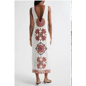 Farm Rio Mary's besticktes Leinenkleid mit Fliesen - Größe L - Bild 1 von 8