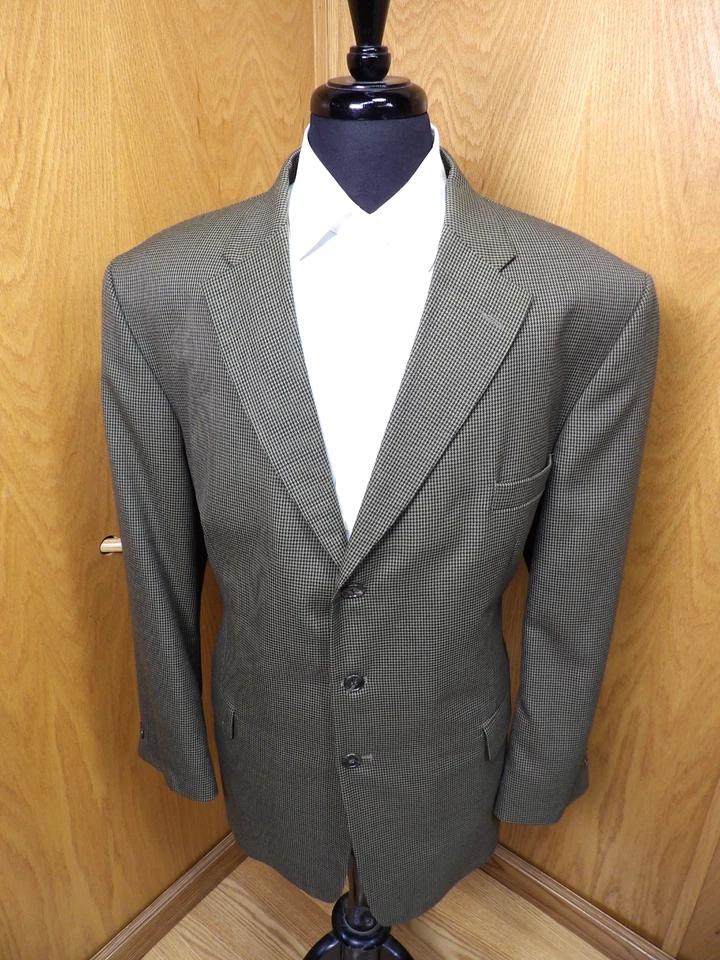 Blazer Hombre Abrigo Deportivo Chaqueta Haggar 48r Tostado Negro Pata de Gallo Lana BLD S#143 Foto 1 de 4