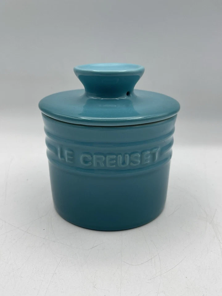 Vaso campana mantequilla gres Le Creuset (descontinuado) azul caribeño/verde azulado sin caja Foto 1 de 4