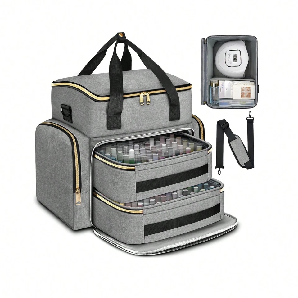 Estuche organizador de esmalte de uñas extra grande para 100 botellas, kit de gel bolsa para herramientas Foto 1 de 4