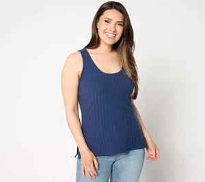Cuddl Duds Size XL Wide Rib Scoop Neck Tank OXFORD NAVY A637429 - Picture 1 of 1