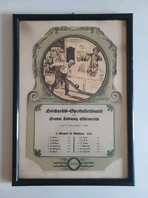 1925 URKUNDE HOCHZEIT KEGELN Grafik CARLOS TIPS / H.STÜRTZ A.G. Druck Art Kunst - Bild 1 von 4