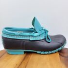 Ll Bean Duck Ankle Boots Women?S 6M Blue Black Leather Low Hunting Rain Usa