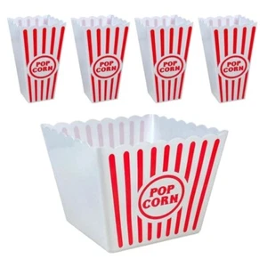 Popcorn Bucket Reusable Plastic Tubs 5-Piece Set Home Movie Theater - Picture 1 of 3