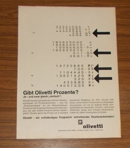 Seltene Werbung OLIVETTI - Schreibende Rechenautomaten 1968 - Picture 1 of 1