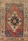 Pre-1900 Vegetable Dye Heriiz Serapi Antique Rug 11x15 Palace Size Handmade Rug