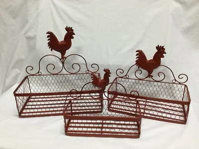 Reduced Price-Red Chicken Wire Nesting Storage Baskets Set/3 - Image 1 of 4