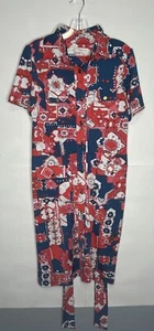 TRACY NEGOSHIAN kurzärmliges Hemdkleid mit Knopfleiste und Bindegürtel Größe Large - Bild 1 von 8