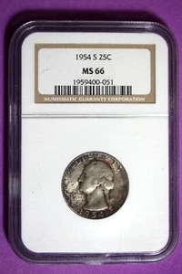 1954 S NGC MS66 Washington Quarter #B31126 - Picture 1 of 2