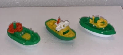 Vintage BRUDER TOY Lot of 3 Miniature Plastic Toy Boats Ships W. Germany Made - Image 1 of 4