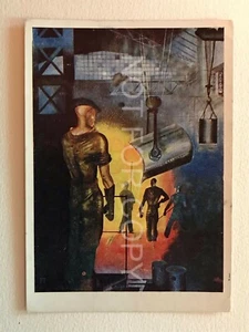 USSR Russia Original Postcard Yuri PIMENOV Foundry Shop 15.000 c.1930s VERY RARE - Picture 1 of 2