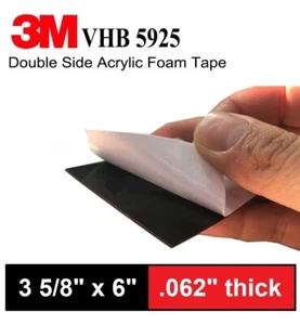3M 5925 VHB VERY HIGH BOND DOUBLE SIDED PAD 3-5/8" W x 6" L x .062"T - Picture 1 of 3