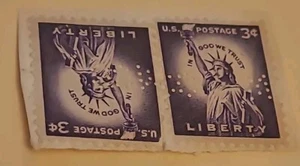 Estatua de la Libertad 3 centavos sello postal de Estados Unidos 1954 en Dios confiamos - Imagen 1 de 2