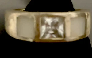 Vintage Signed Sterling Silver white stones Faceted CZ Stone Ring - Sz 6 - Picture 1 of 7