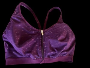 VSX Sport Victoria's Secret Racerback Sports Bra Underwire Zip Front Plum 34B - Picture 1 of 7