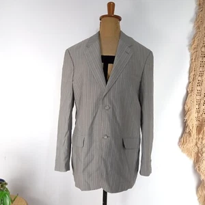 Pierre Cardin Grey coat suit jacket Pinstripe blazer 70s Vintage men's mob boss - Foto 1 di 9