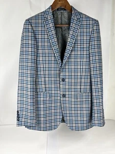 NWOT Italo Super 150s Wool Men Sports Coat Blazer Plaid Jacket 38 Slim Sienna - Picture 1 of 20