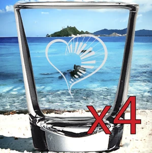 Piano Heart x4 Shot Glasses Spirit Liquor Party 2 Oz Premium Customize Love NEW - Picture 1 of 9