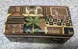 Portagioie vintage cinese chinoiserie ceramica elefante cavallo con coperchio bigiotteria - Foto 1 di 19
