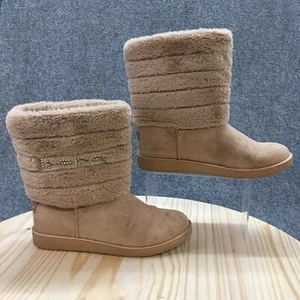 Bebe Winter Boots Womens 8.5 Brown Laurely Mid Pull On Casual Comfort Faux Fur - Picture 1 of 18