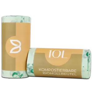 100% Kompostierbare Biobeutel | 10L m. Tragegriff | 100 Beutel | Made in Germany - Bild 1 von 8