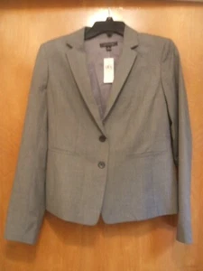 Chaqueta Blazer Ann Taylor 4 Gris Mezcla Rayón Dos Botones Carrera NUEVA CON ETIQUETAS $169 Forrada Nueva - Imagen 1 de 13