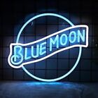 Blue Moon Neon Sign LED Neon Beer Bar Sign Cave Party Home Decor 12.2" x 14"
