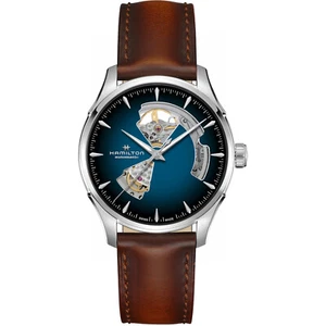 Hamilton Jazzmaster Open Heart Auto 40mm Blue Dial Brown Strap Watch H32675540 - Picture 1 of 1