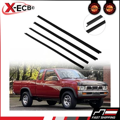 For 1986-1994 Nissan Hardbody Navara D21 4PC Front Door Window Belt Weatherstrip Foto 1 de 4