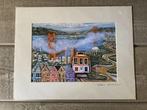 Teleférico estampado Karin Diesner de San Francisco firmado mate 14” X 11” - Imagen 1 de 4