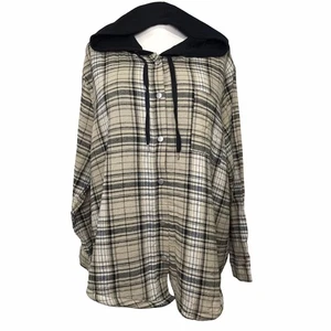 RUE 21 Flanelljacke mit Knopfleiste Damen Größe 2X Mehrfarbig Kapuze mit Kordelzug - Bild 1 von 11