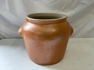 ANTIQUE VINTAGE STONEWARE CLAY FRENCH HANDLED POT - MUSTARD JAR IDEAL PLANT POT - Picture 1 of 12