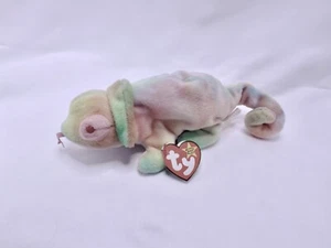 Ty Beanie Baby Arcobaleno Il Camaleonte dell'Iguana 1997 Lingua Fuori - Foto 1 di 6
