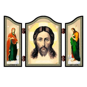 1412 Jesus Acheiropoieton Ikone Triptychon Спас Нерукотворный Икона Altar - Picture 1 of 7