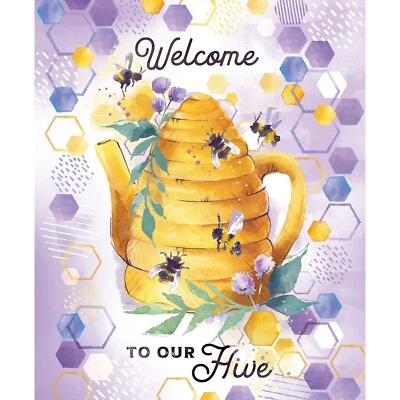 Тканевая панель для лоскутного одеяла Welcome To Our Hive 36 дюймов x 44/45 дюймов - Изображение 1 из 4