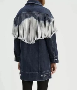 Levi’s Fringed Ranch Denim Jacket Crafted Blue Western size M Medium Cowboy - Picture 1 of 7