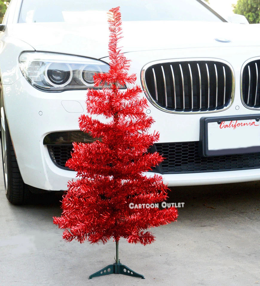 Christmas Small Tinsel Tree Red Artificial 2 .9"  Tabletop Pine Style Table Top  - Image 1 of 4