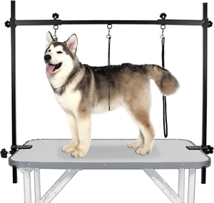 Dog Grooming Table Arm - Overhead Pet Grooming Arm with 3 Noose and Clamp Heavy - Picture 1 of 12