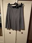 M&s Marks & Spencer Ladies Grey Flared Lined Knee Length Belted Skirt Size 12