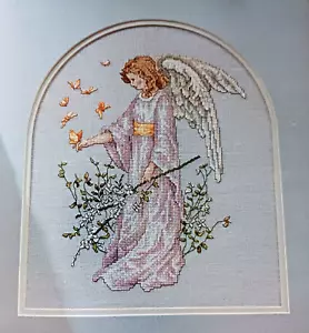 Kreuzstichmuster ENGEL mit SCHMETTERLINGEN Blumengarten Pastellfarben - Bild 1 von 8