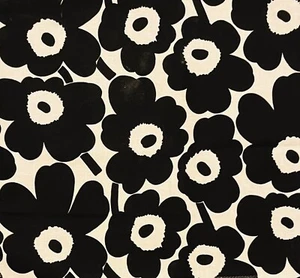 MARIMEKKO Mini Unikko Black White Floral Remnant New - Picture 1 of 1