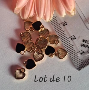 Lot de 10 mini breloques cœur Noir, 0.6 x 0.8 cm, neuf (A13) - Imagen 1 de 4