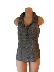 J Crew Silk Nicky Ruffle Collar Blouse Herringbone Size 6 Shirt Top Sleeveless - Picture 1 of 10